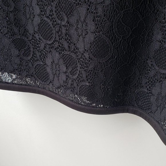 Icone Black Satin and Lace Racerback Top Sleeveless Cocktail Dress, M - Picture 9 of 14